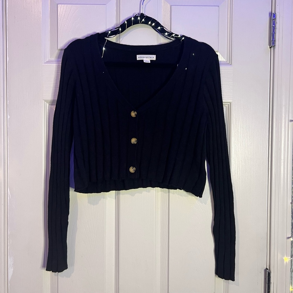 Aeropostale Black Ribbed Sweater Size Medium